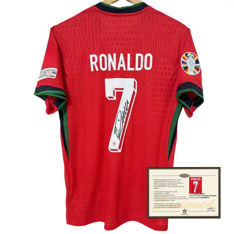 CRISTIANO RONALDO | PORTUGAL 2024 HOME DISPLAY JERSEY | PRINTED SIGNATURE (SIZE L) Fan Signature Co.