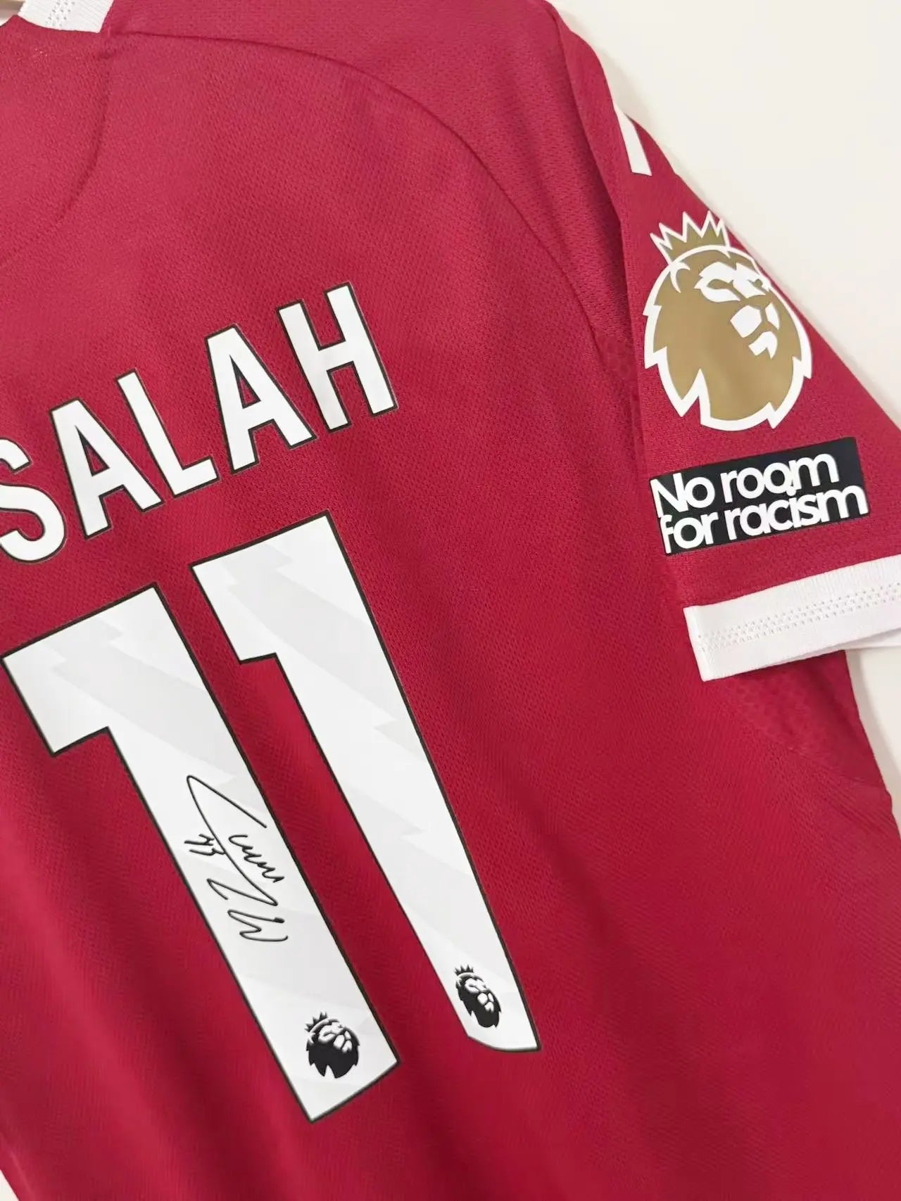 MOHAMMED SALAH | LIVERPOOL 2025-26 HOME DISPLAY JERSEY | PRINTED SIGNATURE (SIZE L) Fan Signature Co.
