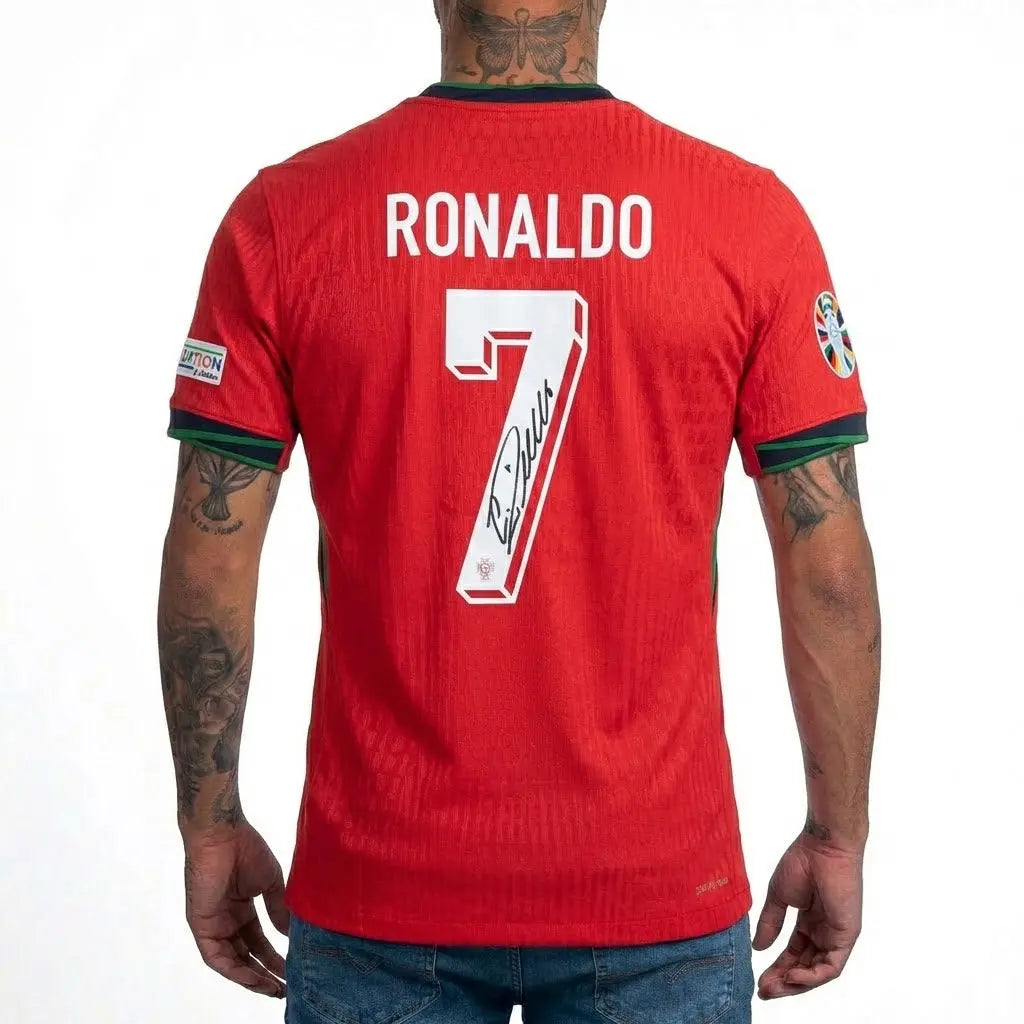 CRISTIANO RONALDO | PORTUGAL 2024 HOME DISPLAY JERSEY | PRINTED SIGNATURE (SIZE L) Fan Signature Co.
